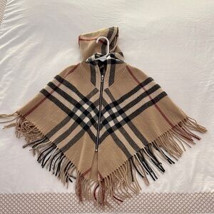Burberry Hooded Poncho with Fringe